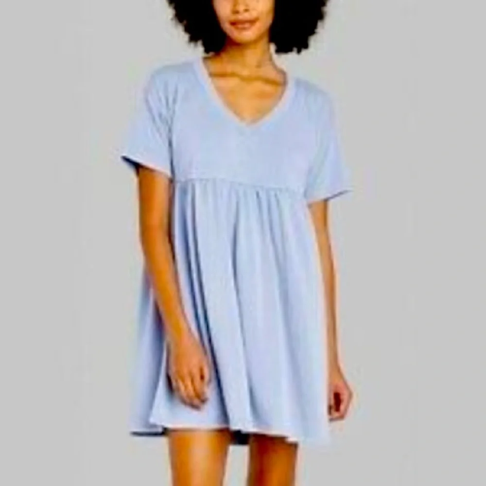 (M)- Wild Fable Women's Short Sleeve Babydoll Sweatshirt Dress